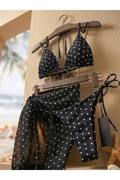 nuriçgiyim Puanti bikini pareo set