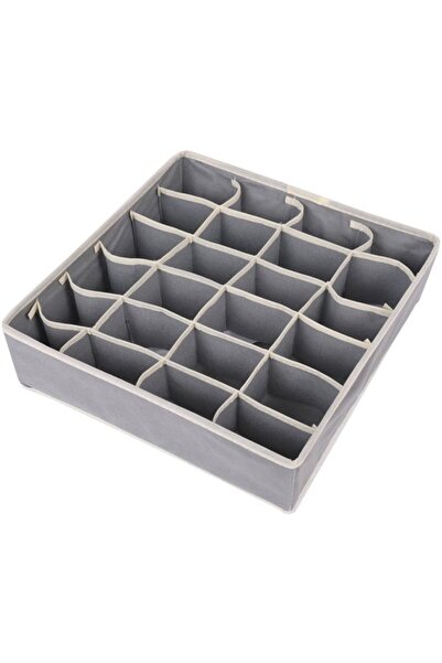 STARSTAR 24-compartment non-woven grey sock storage box