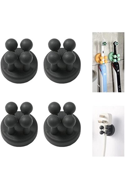 STARSTAR 4 silicone adhesive hooks, nail-free, black