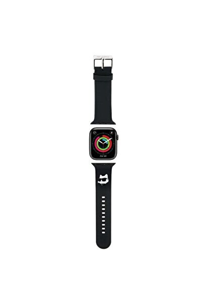Karl Lagerfeld Pasek KLAWMSLCNK Apple Watch 38/40/41mm μαύρο λουράκι από καου...
