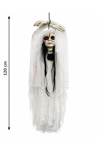 PARTİPORT 120 Cm Sensörlü Işıklı Sesli Halloween Hayalet Gelin Dekoru – Asıla...