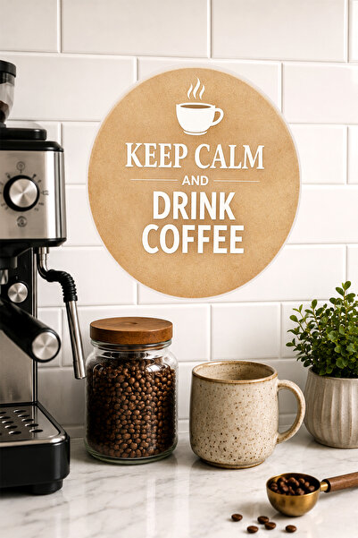 Mayeka Keep Calm and Drink Coffee Antique Patterned Round Mdf Table Coffee