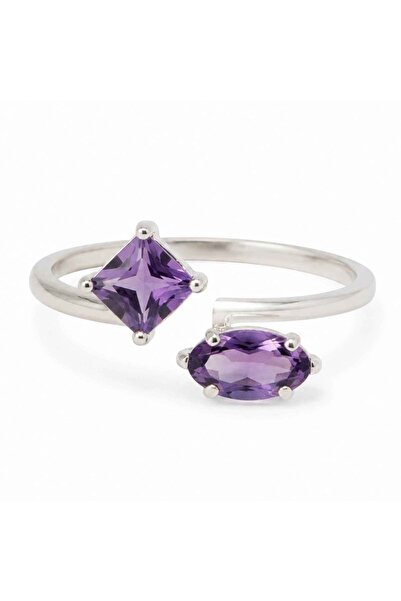 craftmystic Ρυθμιζόμενο Δαχτυλίδι Ασημένιο 925 με Φυσικό Αμέθυστο Φακίτη - Δι...