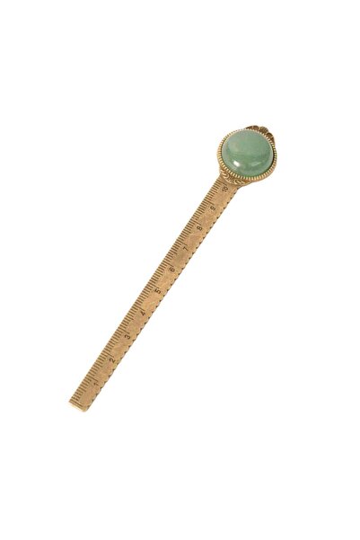 craftmystic Elegant bookmark with natural stone of Green Aventurine and Brass