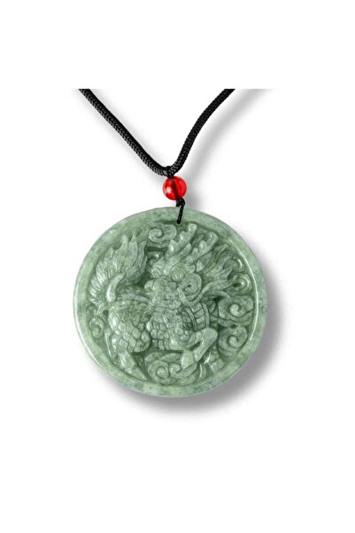 craftmystic Κολιέ από φυσικό ρωσικό νεφρίτη με προστατευτικό δράκο - ταμείο δ...
