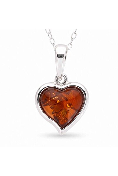 craftmystic 925 silver necklace with amber heart - love and positive energy