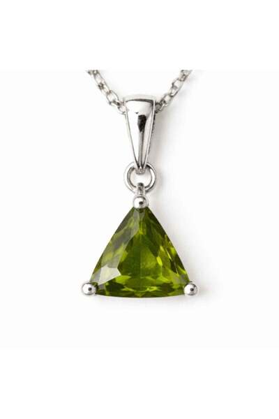 craftmystic Сребърен колие 925 с фасетиран молдавит триъгълник – яснота и тра...