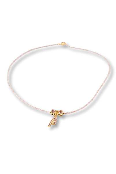 craftmystic Iubire si Delicatete - Colier din Cuart Roz Fatetat cu Fundita