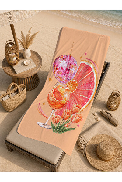 Evmila Prosop de plajă cu model botanic cu flori de citrice pastelate 70x150 ...