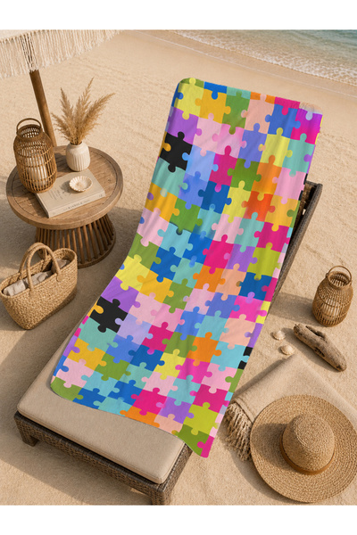 Evmila Pop Art Colorful Pixel Checkered Geometric Patterned 70x150 Prosop de ...