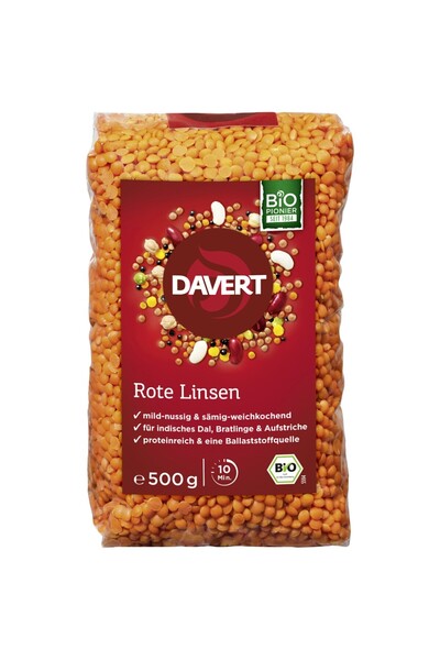 DAVERT Linte roșie bio, 500g