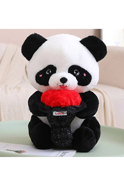 hediye Panda Peluş | Kucağında Gül Buketi Olan Panda | Sevgiliye Romantik