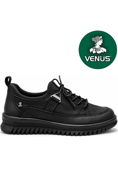 Venüs Tipaso Genuine Leather Comfort Orthopedic Women's Casual Shoes Black