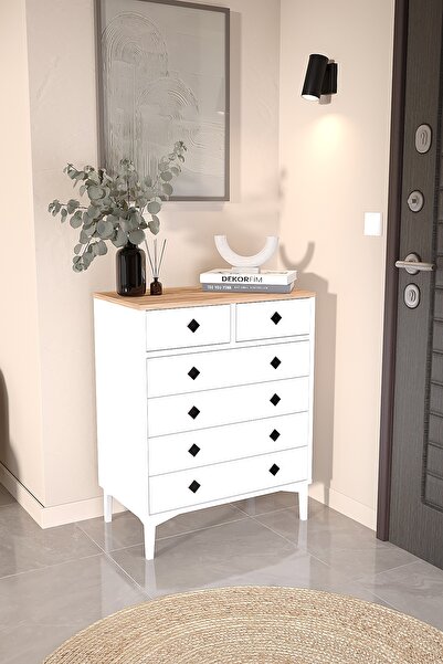 DEKORFİM DF11103 6 Çekmeceli Şifonyer Modern Yatak Odası Bebek Odası Çamaşır,...