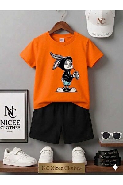 Leto Lykia Summer Children's T-Shirt Shorts Unisex (Rabbit Printed)