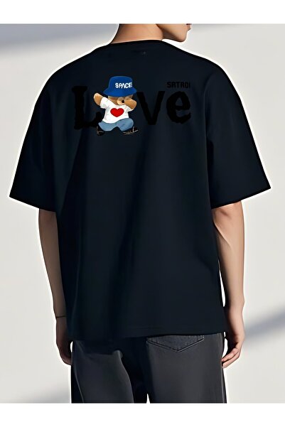 Generic Brand Cartoon Bear with SPACE Hat and Love,everyday essential,crew ne...
