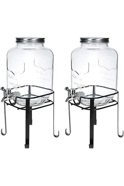 ORCHID 8 Litre Beverage Dispenser With Stand, Glass Cold Water Pitcher, Leak ...