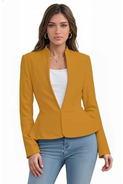Hybrid & Company Women Double Notch Lapel Sharp Shoulder Pad Office Blazer | ...