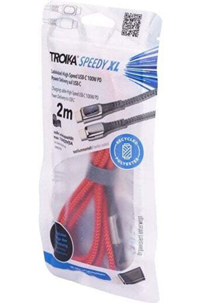 Troika Πλεγμένο Καλώδιο USB-C σε Lightning 100W Κόκκινο 2μ (CBL20/RD)