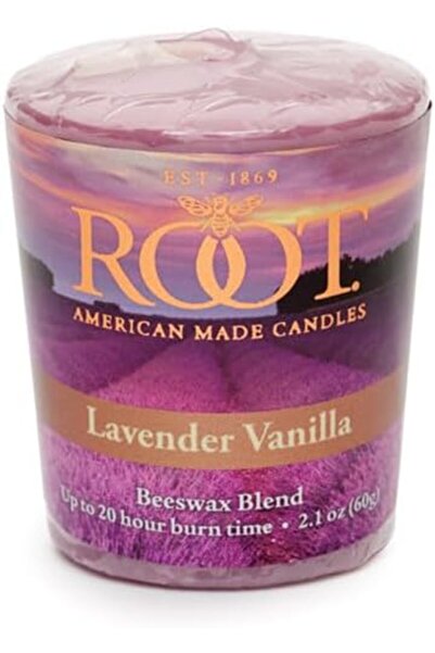 ROOT شموع معطرة من مزيج شمع العسل تدوم 20 ساعة، 18 قطعة، برائحة اللافندر والف...