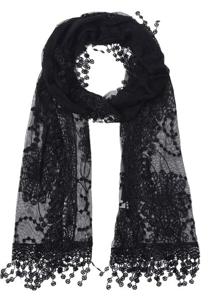 Cindy Wume Cindy and Wendy Lightweight Soft Leaf Lace Fringes Scarf shawl for...