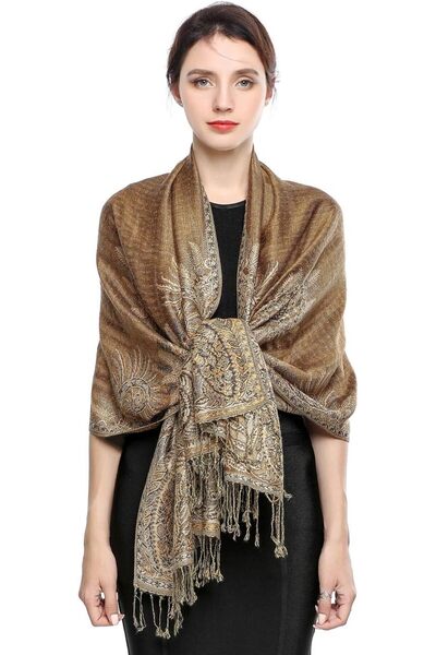 EASELAND Pashmina Scarf for Women Warm Wrap Feel Shawl Paisley Hijab in Rich ...