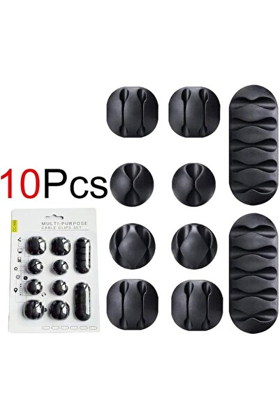 GENERAL مجموعة من 10 مشابك لكابلات USB، منظم كابلات مكتبي من السيليكون اللاصق...