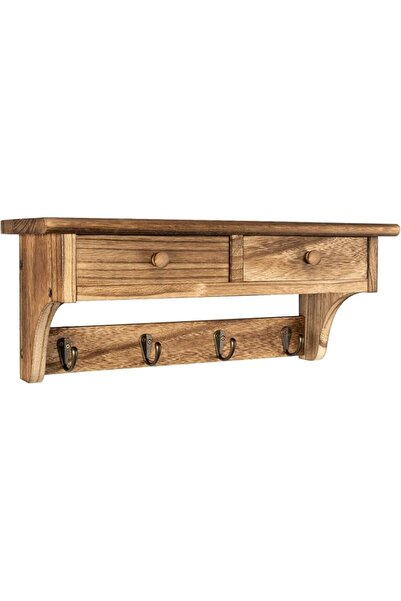 Emfogo Coat Hooks Wall Mounted, Rustic Wood Coat Rack Wall Mount Shelf with H...