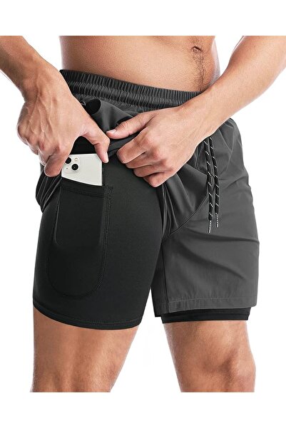 GENERAL Aolesy Men’s 2 in 1 Running Shorts, Workout Gym Athletic Shorts for M...