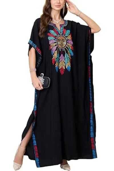 YouKD Wemon's Summer Long Kaftan Maxi Dress Bohemian Swimsuit Beach Cover Up ...