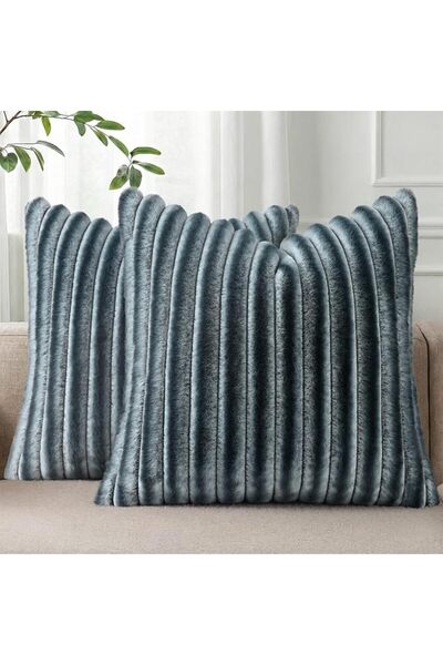 Pallene Faux Fur Plush Throw Pillow Covers 18x18 Set of 2, Luxury Soft Fluffy...