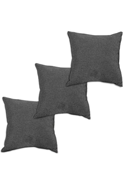 REGAL IN HOUSE In House | 3 Pieces Square Decorative Cushion Set of Linen Sol...