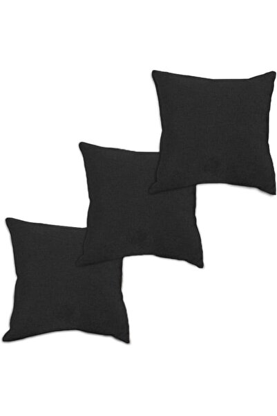 REGAL IN HOUSE In House | 3 Pieces Square Decorative Cushion Set of Linen Sol...