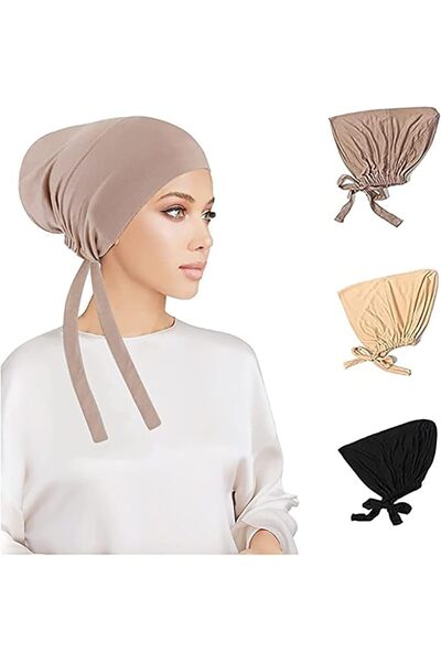 GENERAL Muslim Hijab Scarf for Women - 3 Pcs Instant Jersey Hijab Set with Ti...