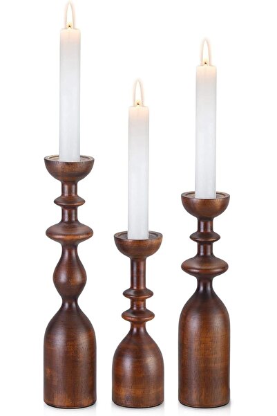 GENERAL HOWSILAY Candle Holder Wood Candle Holders for Table Centerpiece Cand...