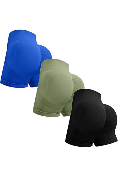 GENERAL OVESPORT 3 Piece Workout Shorts for Women Seamless Scrunch Butt Lifti...