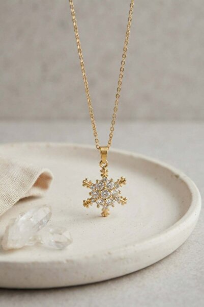 Inure Jewelry 316L Steel Chain Gold Color Snowflake Necklace