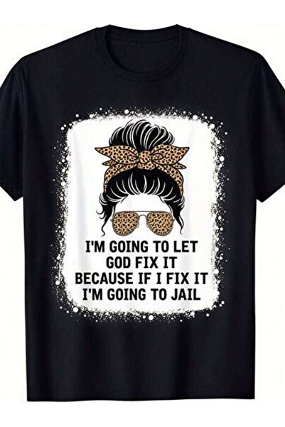 4CR Men's Summer Outfits, Funny Vintage T-Shirt With God Fix It Jail Text Gra...