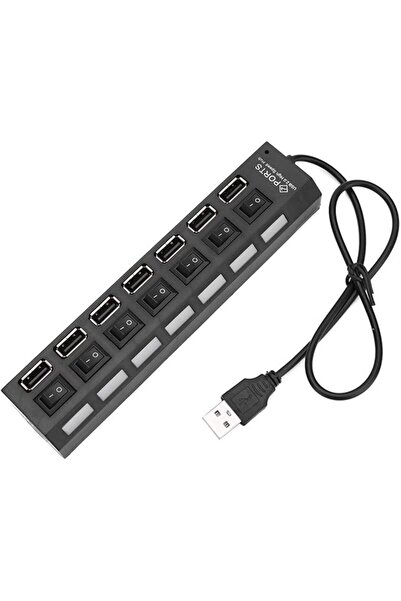 SKEIDO 7 Ports USB Hub LED USB 2.0 Adapter Hub Power Multi Usb Splitter with ...