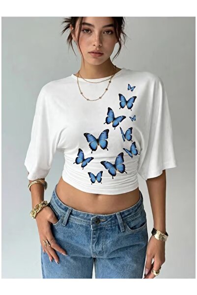 PAVRO Unisex Comfortable Fit Tshrit Mixed Print Tshirt Double Bat Sleeve Crop...