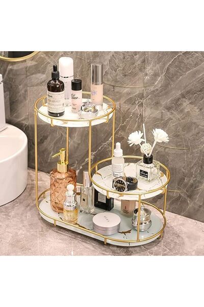 U-HOOME منظم مكياج من U HOOME، سلة تخزين مستحضرات التجميل بثلاث طبقات مع صيني...