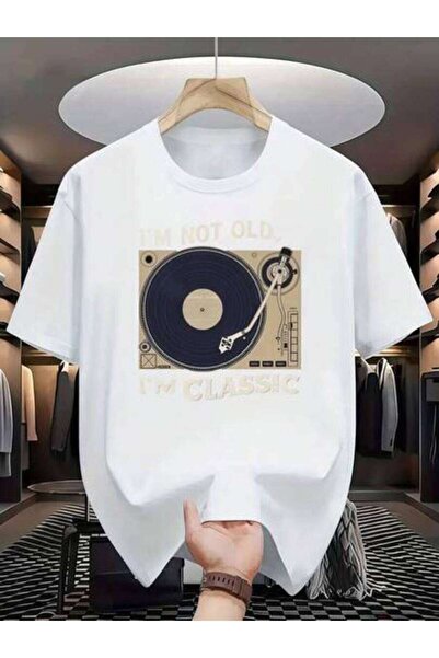 k222 Mens Clothes Vintage Record Player Print White TShirt,Unisex Casual Crew...