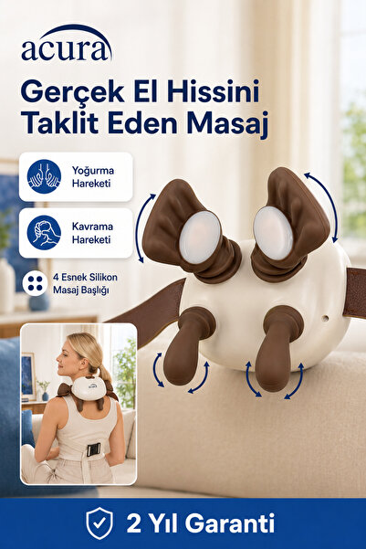 Acura AC-730 Parmakla Yoğuran El Hissi Sunan Isıtmalı Masaj Aleti (Taşınabilir,Şarjlı) | Boyun,Sırt,Omuz,Bacak