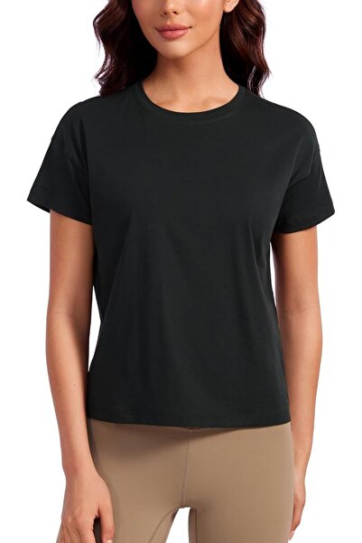 CRZ YOGA Pima Cotton Short Sleeve Workout Tops for Women Loose Basic T-Shirts...