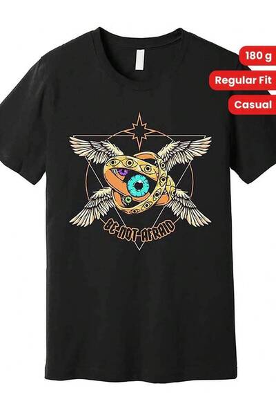 25W Men'S T-Shirt, 100% Cotton Knit Fabric With Bible Angel Seraph Ophanim Mo...