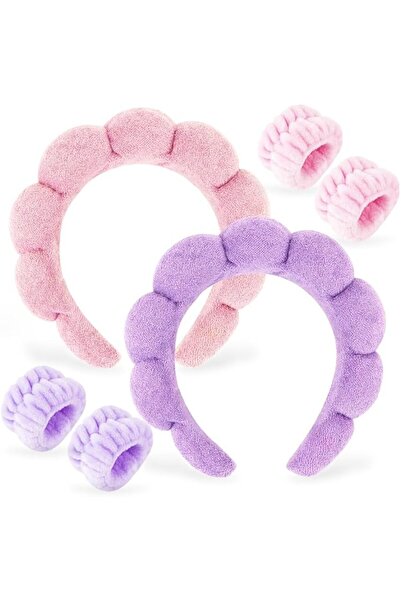 Ahoney 2 Set Spa Headbands & Wristbands, Terry Cloth Puffy Makeup Accessories...