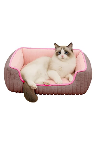 MACVI Pat pentru pisici, dreptunghiular, roz cu gri — Confort maxim 🐾 💖