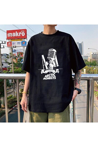DEEFWEAR Mi̇ngalondon Rock Series Arctic Monkeys Black Unisex Oversize T-Shirt