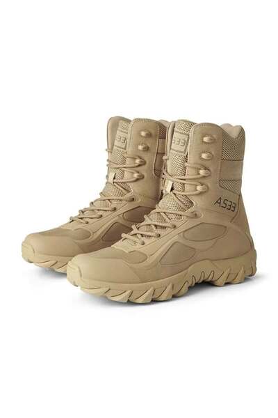 Hasyılmaz A533 Zippered Beige Desert Color Military Boots Size 44