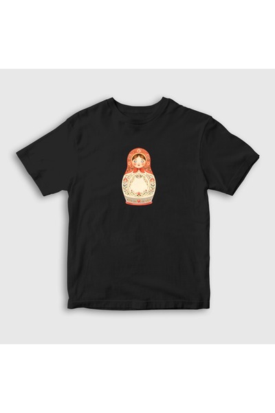Presmono Unisex Kids Black Vintage Matryoshka Doll T-Shirt 620743Tt